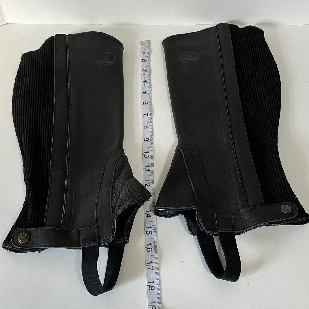 Grand Prix Black Leather Riding Mini Chaps